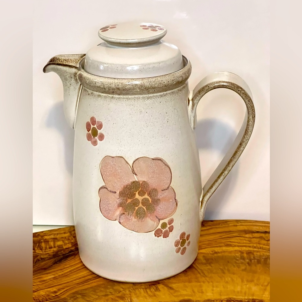 Vintage DENBY Stoneware Gypsy Coffee Pot/ Tall Teapot - England - Floral